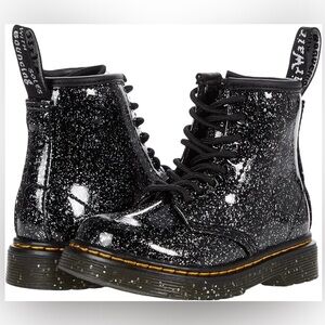 DR. MARTENS Kids Collection Patent Leather Glitter Combat Boots Little Kids 1460